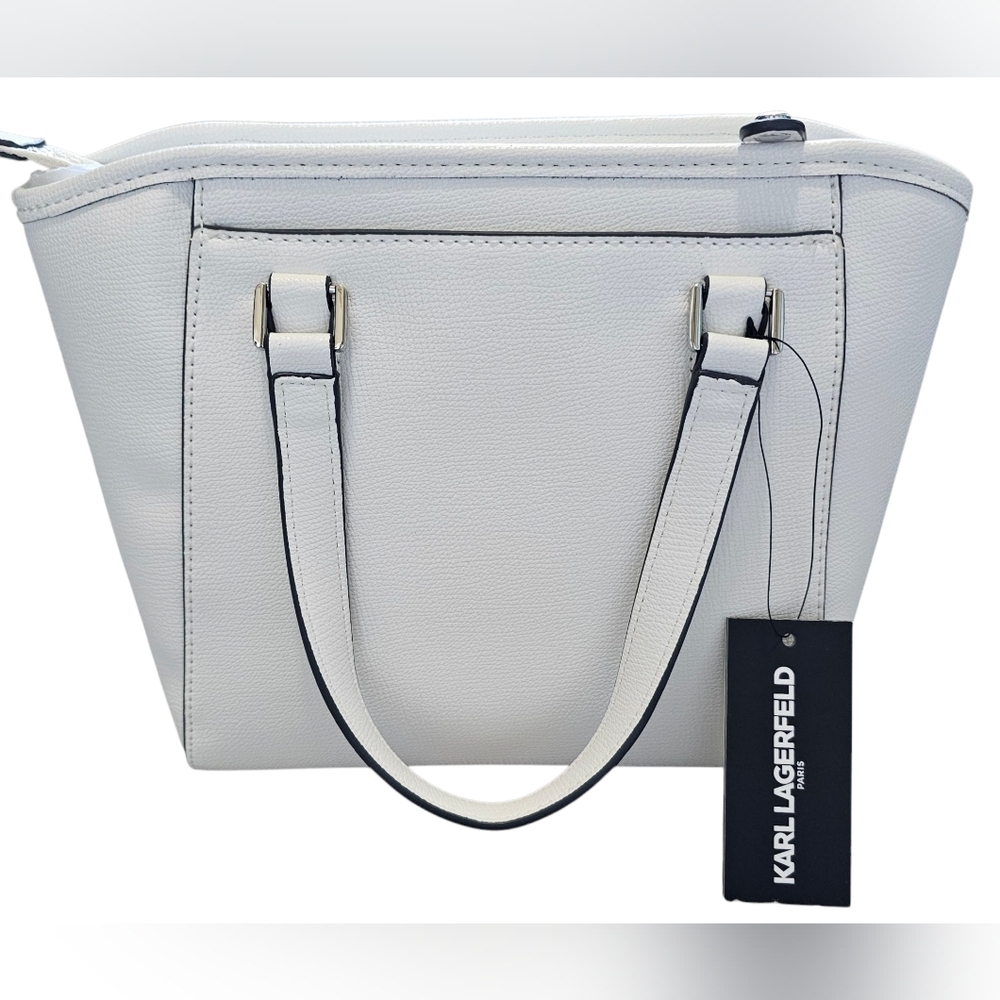 Karl Lagerfeld White Leather And Tan Tweed, Women's Shoulder/Cross Body, New! - Picture 5 of 9